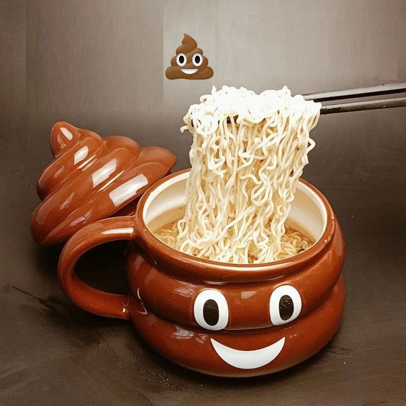 Japanese Style Shape Instant Noodle Bowl, Ceramic Personality Spoof Friends Classmate Gifts, Creative Mugs, 450ML Water Cup, 1Pc