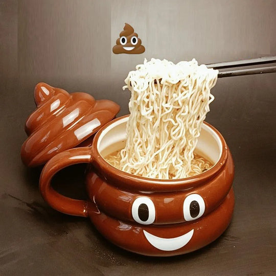 Japanese Style Shape Instant Noodle Bowl, Ceramic Personality Spoof Friends Classmate Gifts, Creative Mugs, 450ML Water Cup, 1Pc