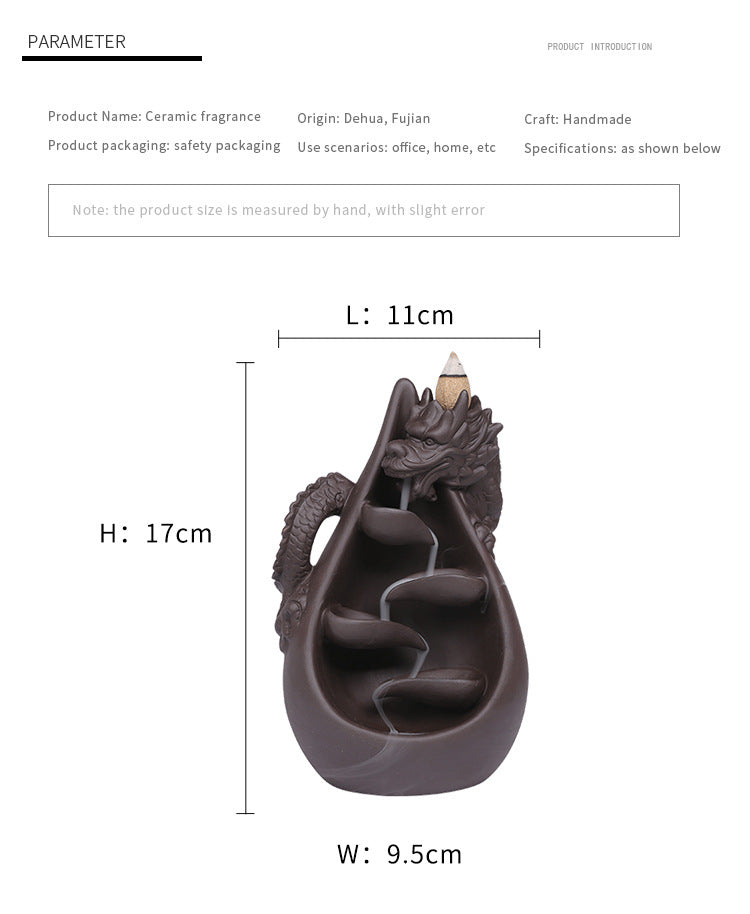Dragon Incense Burner, Waterfall Backflow Incense Holder(Without Incense)