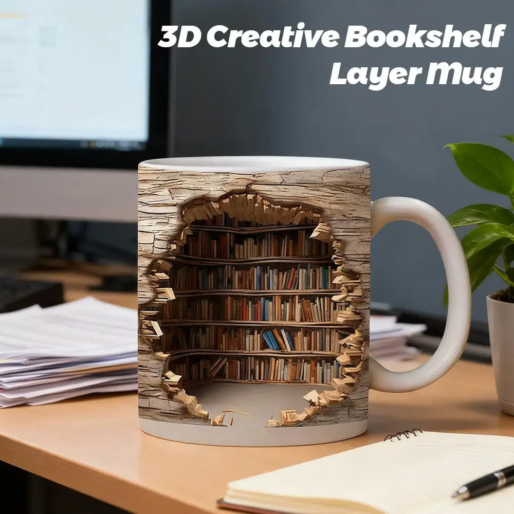 3D Library Book Mug Ceramic Shelf Mug