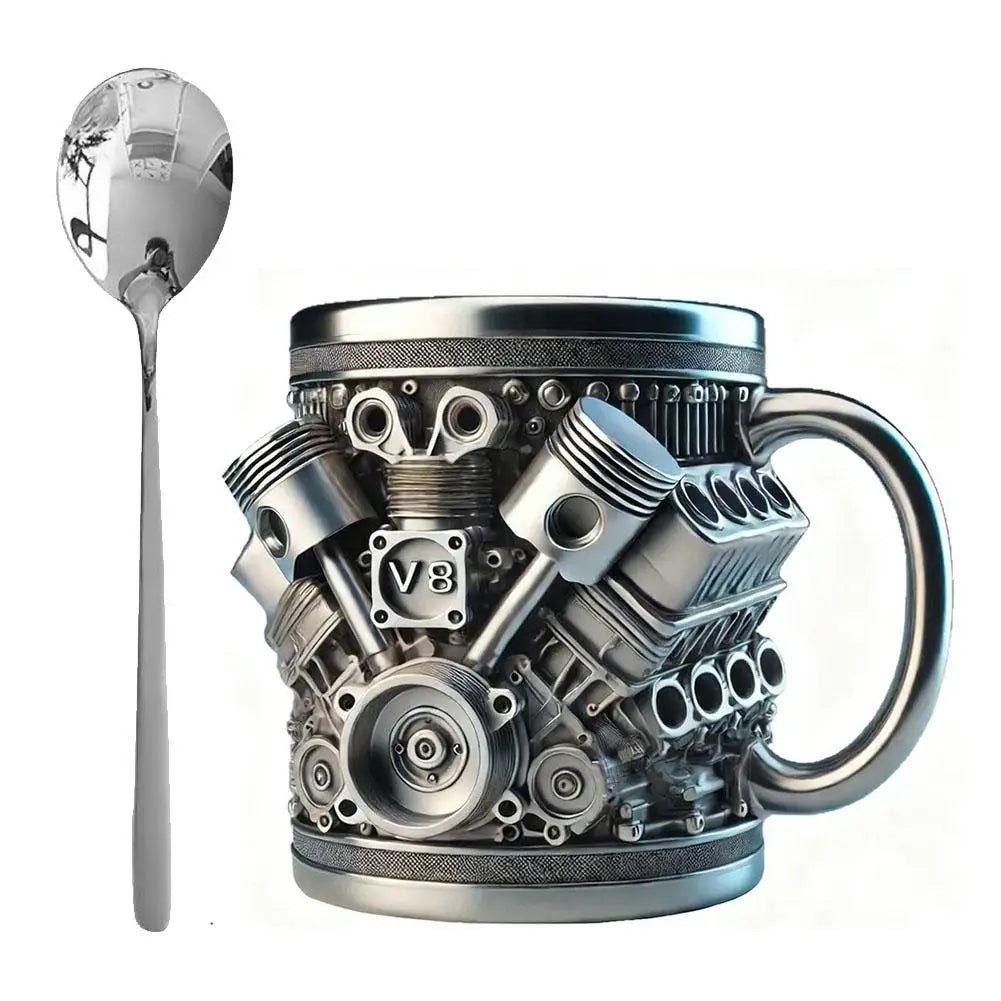 Vintage Engine Coffee Cup 200ml Insulation Water Mug for Car Enthusiasts Mechanics Engineers Fathers Men Boyfriends Gifts