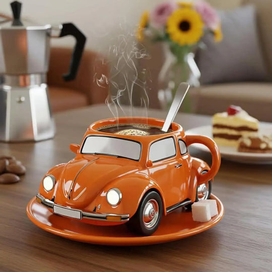 Beetle Shaped Coffee Mug, Handmade Novelty Fun Imaginative Beetle Car Shape Coffee Cup, Creative Gift for Beetle Lovers Suitable