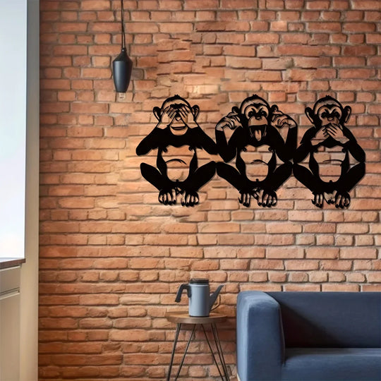 Three Wise Monkeys Metal Wall Art