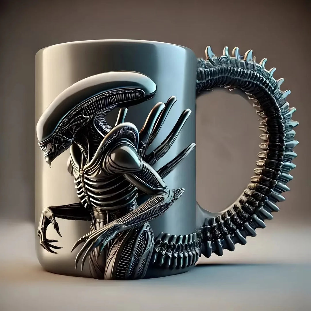 1PC New Xenomorph Mug 3D Flat Heat Transfer Alien Coffee Cup for Home And Office