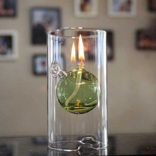Transparent Glass Candlestick Oil Lamp