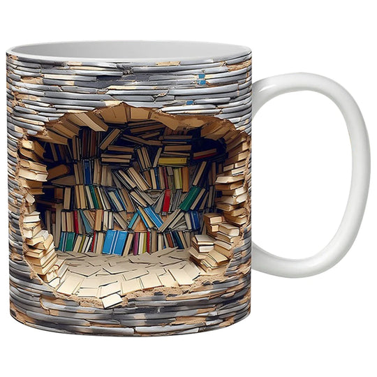 Bookshelf Pattern Multi-Purpose Tea Cup