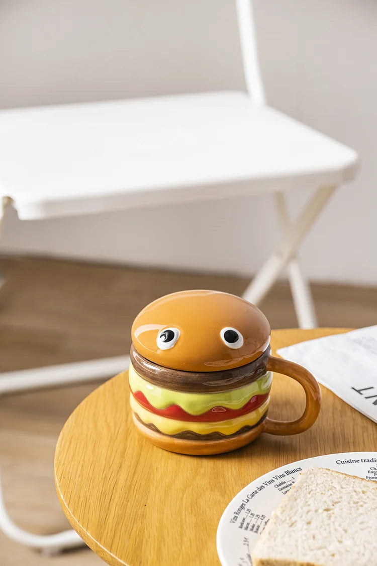 Coffee Mugs Creative Hamburger Shaped 300ML Water/coffee Cup with Lid