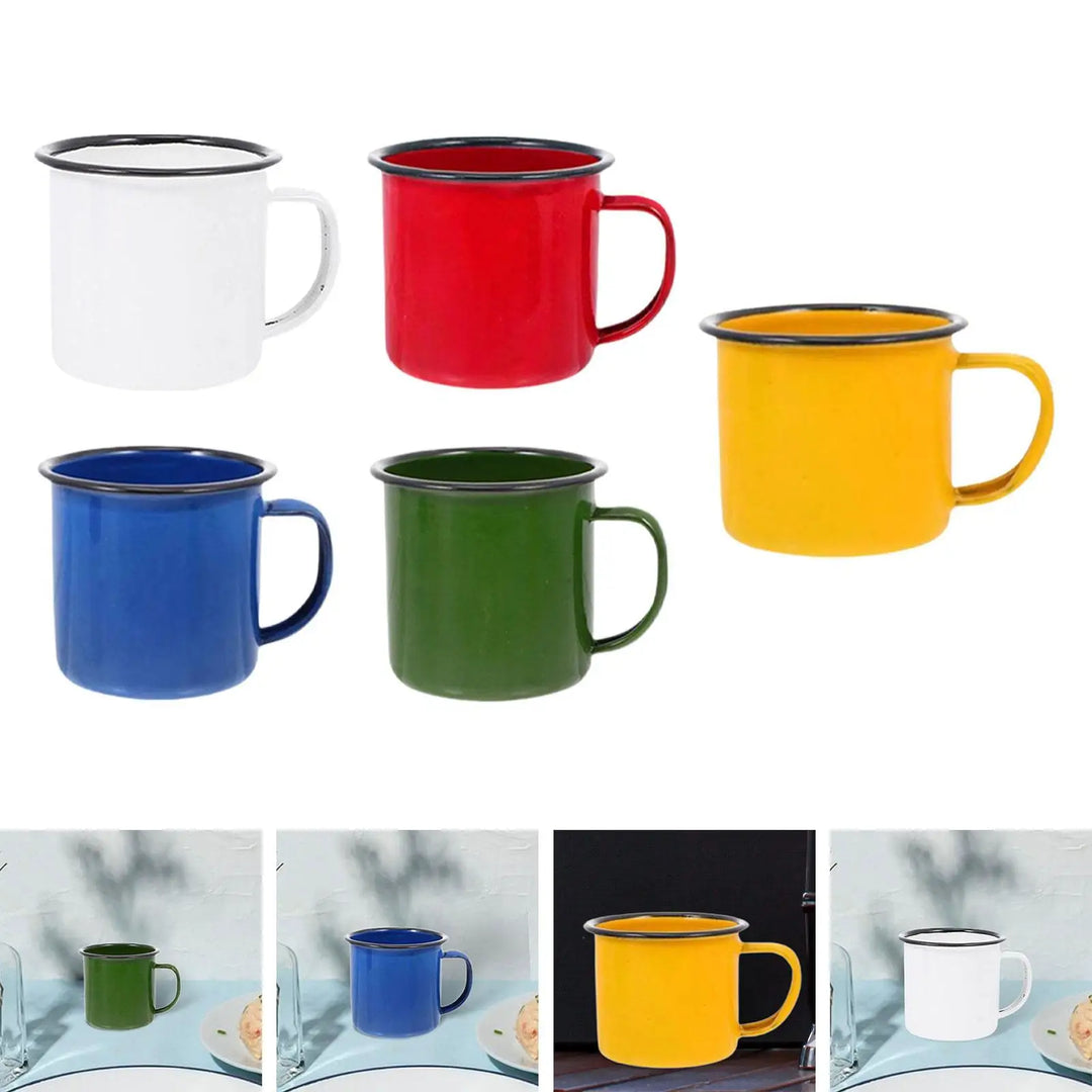 Enamel Coffee Cup Tea Cup Stylish Sturdy Water Cup Drinkware Milk Mug for Tabletop Office Household Apartments Cappuccino