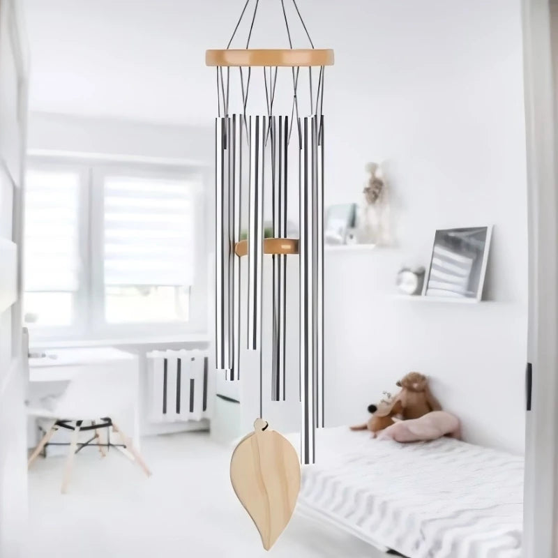 Wind Chimes - Aluminum Alloy, 6/12 Tubes, Gold/Silver, Clear Sound, with Hook for Home/Outdoor Wedding Party Memorial Decoration