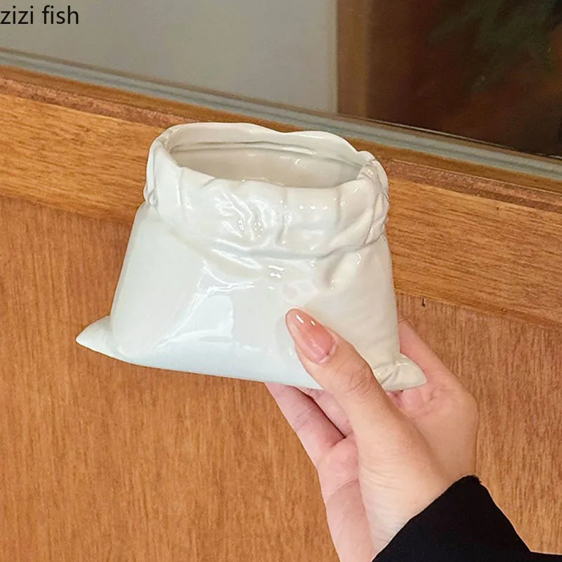 White Cloth Bag Coffee Cup Creative Ceramic Mug Concentrated Latte Cup Beverage Cup Milk Cups Juice Cups Household Drinkware