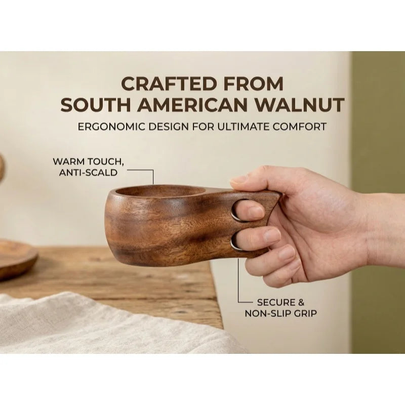 Handmade Wooden Mug Acacia Wood Coffee Tea Milk Cup