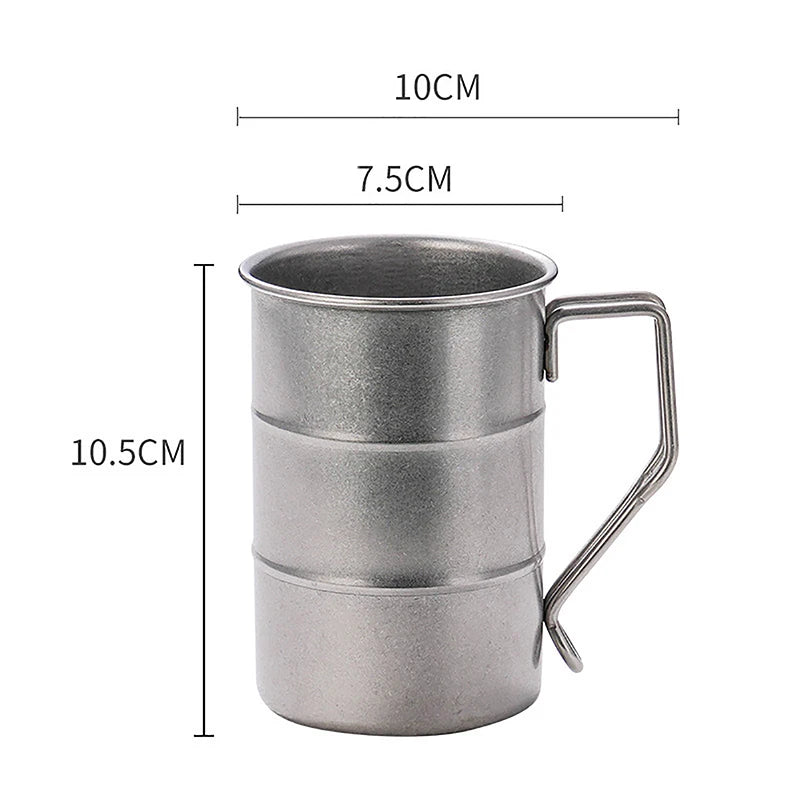 Retro Old Coffee Water Cup Industrial Style Oil Barrel Mug Outdoor Camping Picnic Beer Mug Drinking Utensils Stainless Steel