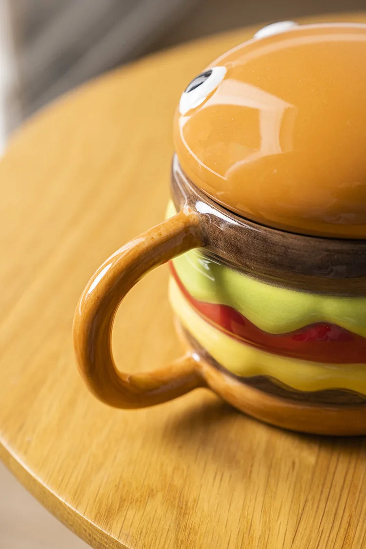 Coffee Mugs Creative Hamburger Shaped 300ML Water/coffee Cup with Lid
