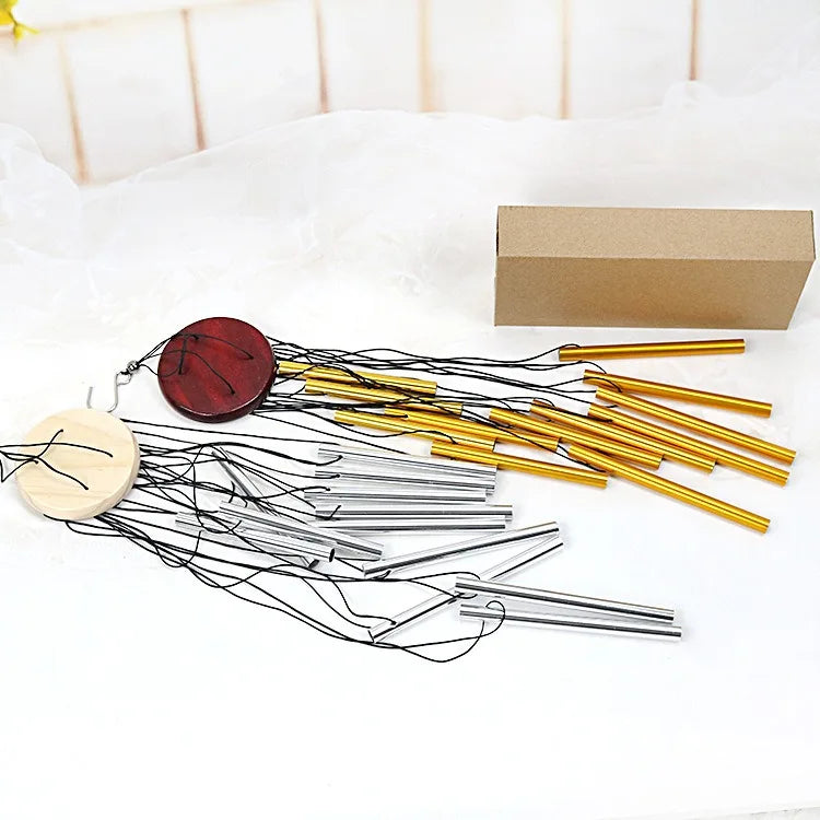 Wind Chimes - Aluminum Alloy, 6/12 Tubes, Gold/Silver, Clear Sound, with Hook for Home/Outdoor Wedding Party Memorial Decoration