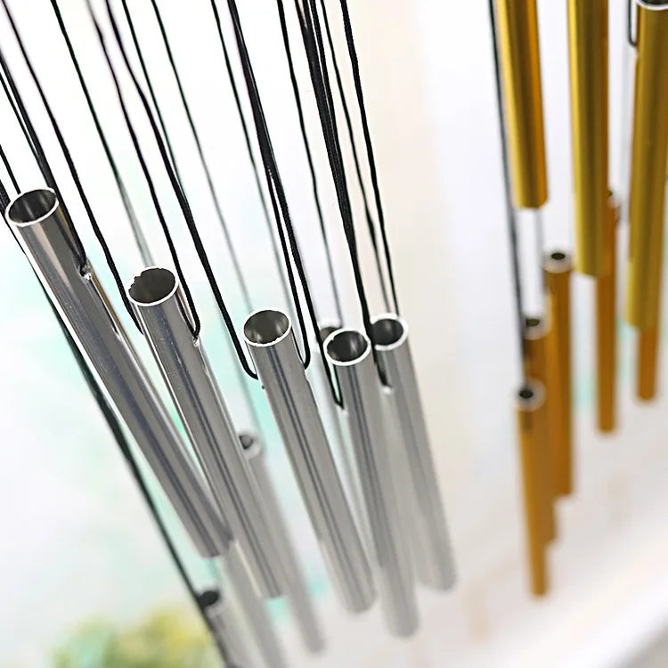 Wind Chimes - Aluminum Alloy, 6/12 Tubes, Gold/Silver, Clear Sound, with Hook for Home/Outdoor Wedding Party Memorial Decoration