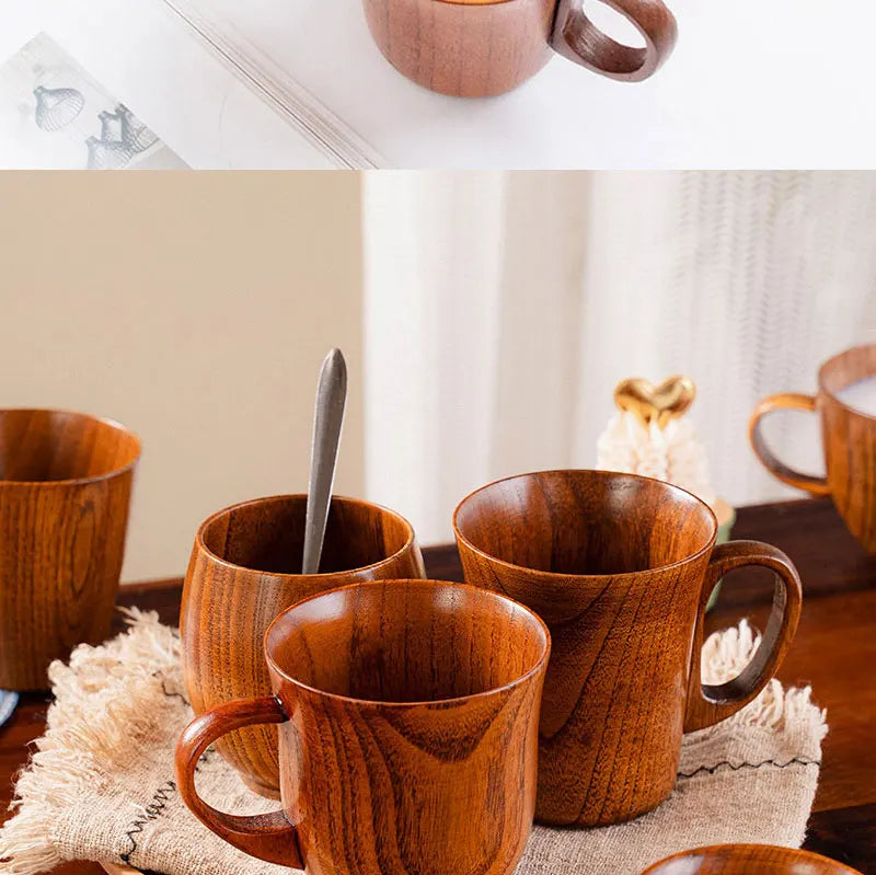 Wooden Cups Handmade Jujube Wood Handle Cups
