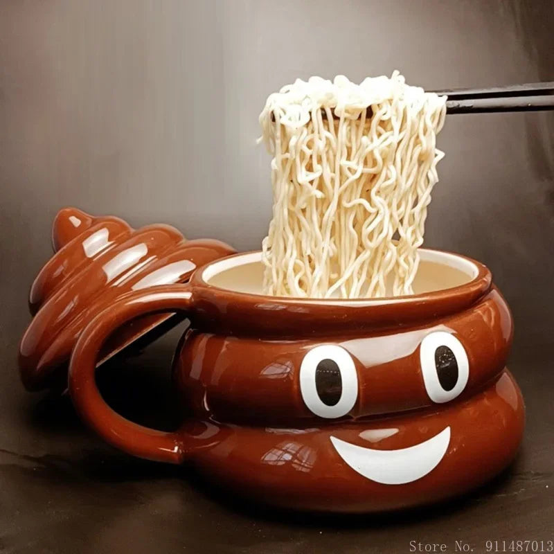 Japanese Style Shape Instant Noodle Bowl, Ceramic Personality Spoof Friends Classmate Gifts, Creative Mugs, 450ML Water Cup, 1Pc
