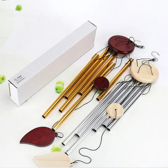 Wind Chimes - Aluminum Alloy, 6/12 Tubes, Gold/Silver, Clear Sound, with Hook for Home/Outdoor Wedding Party Memorial Decoration