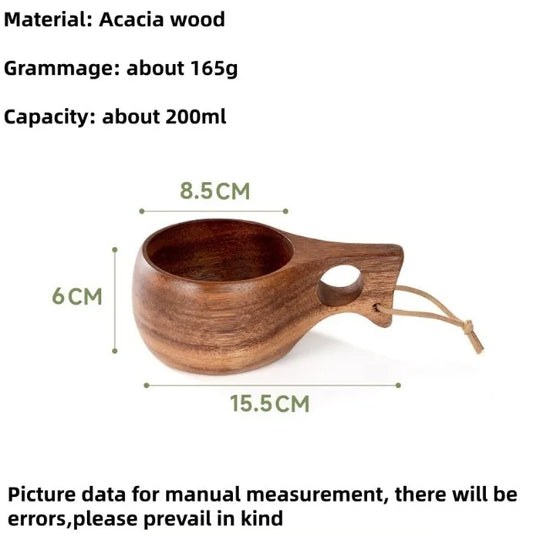 Handmade Wooden Mug Acacia Wood Coffee Tea Milk Cup