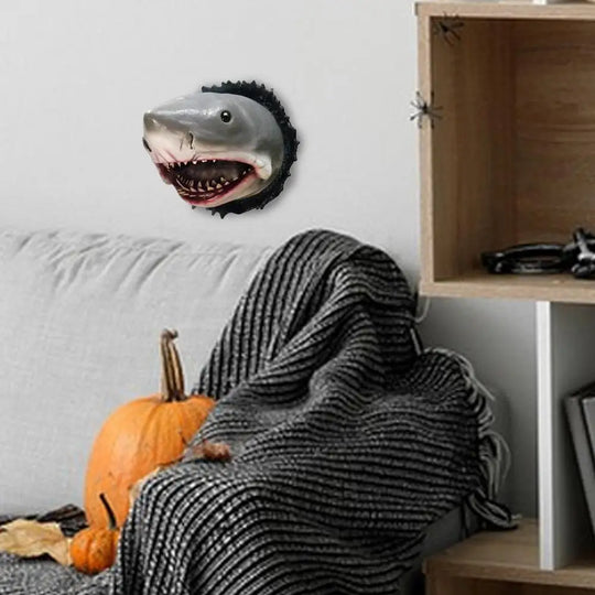 Shark Wall Mounted Trophy Sculpture Wall Realistic Shark Decoration Statue Scary Great Shark Sculpture Art Decoration for Home