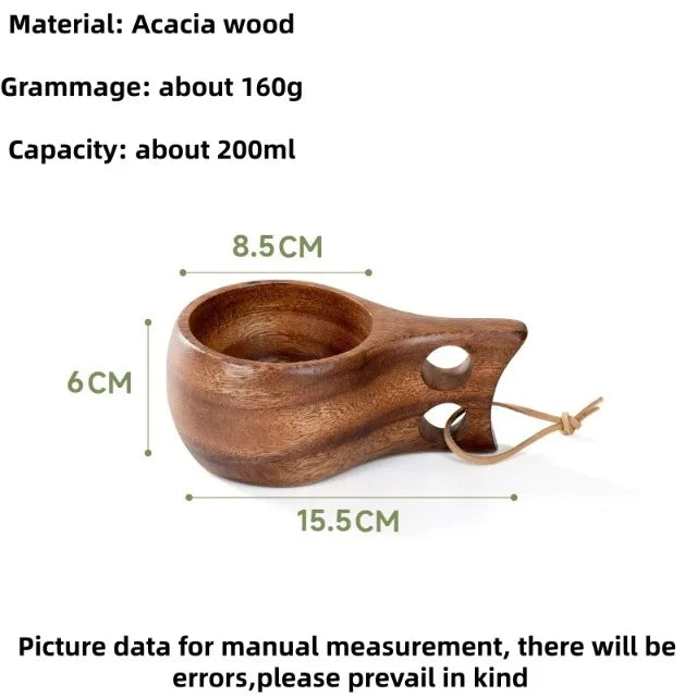 Handmade Wooden Mug Acacia Wood Coffee Tea Milk Cup