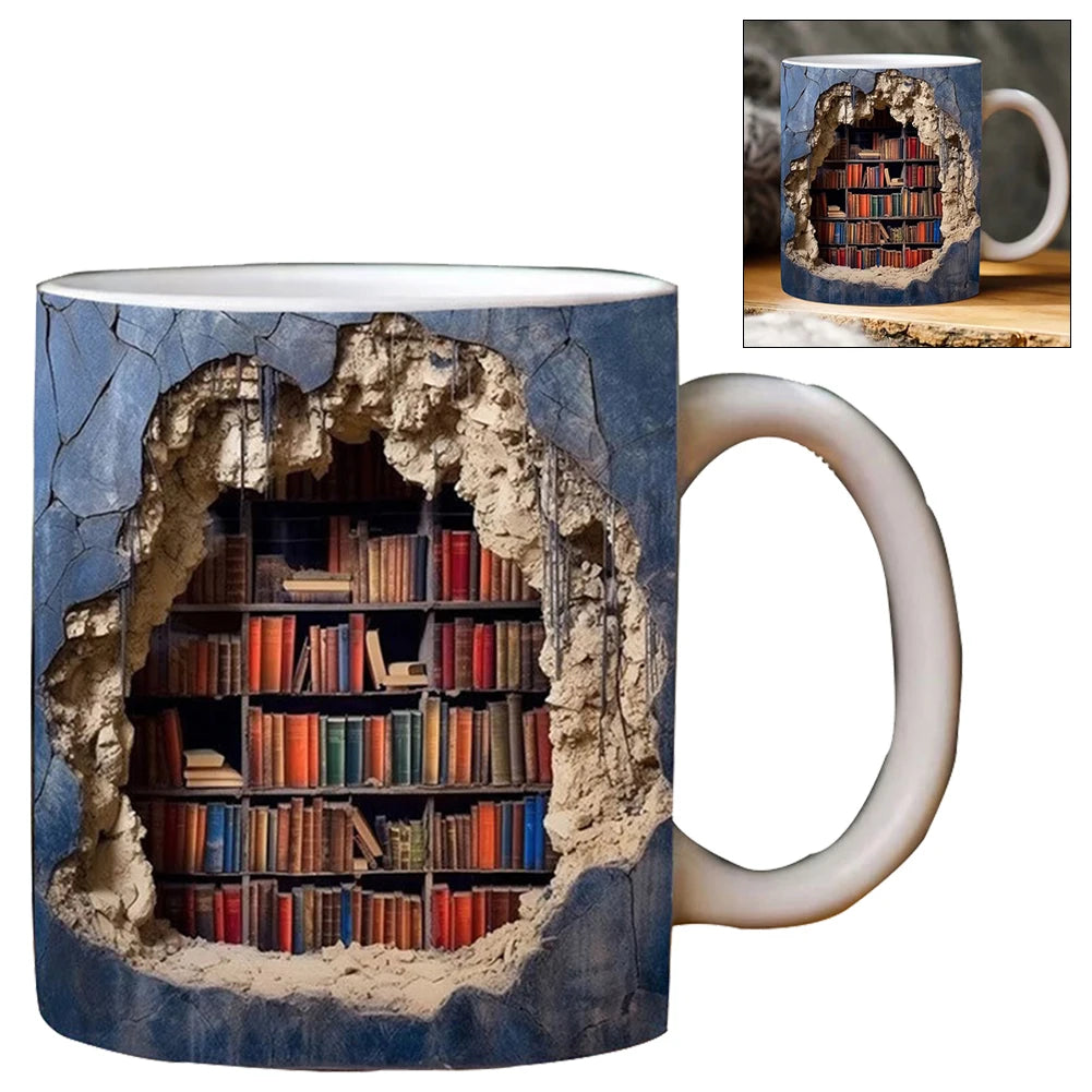 Bookshelf Pattern Multi-Purpose Tea Cup