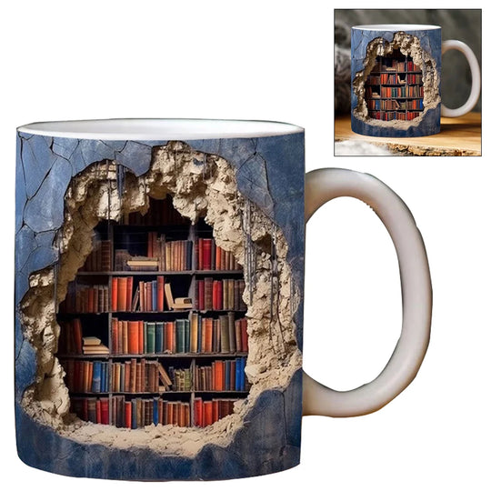 Bookshelf Pattern Multi-Purpose Tea Cup