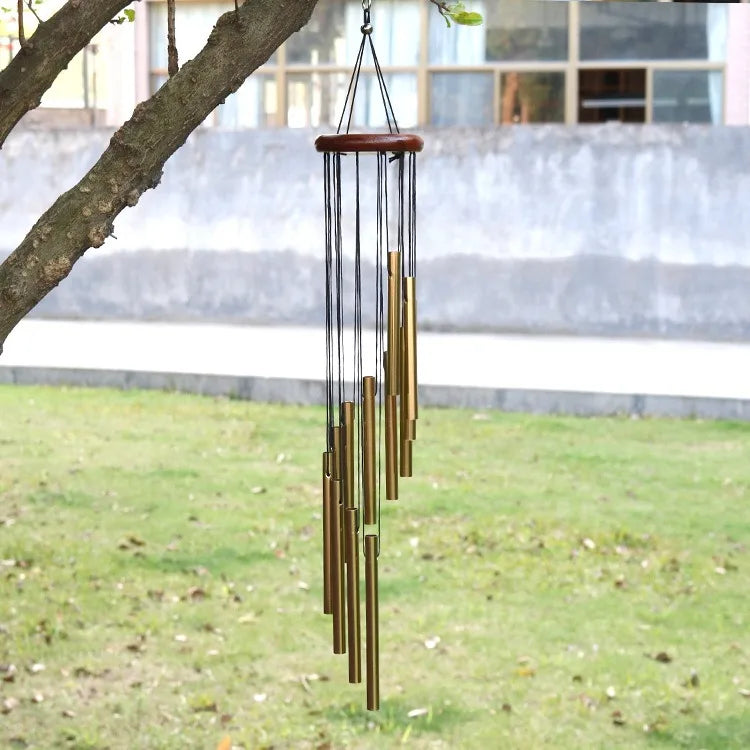 Wind Chimes - Aluminum Alloy, 6/12 Tubes, Gold/Silver, Clear Sound, with Hook for Home/Outdoor Wedding Party Memorial Decoration