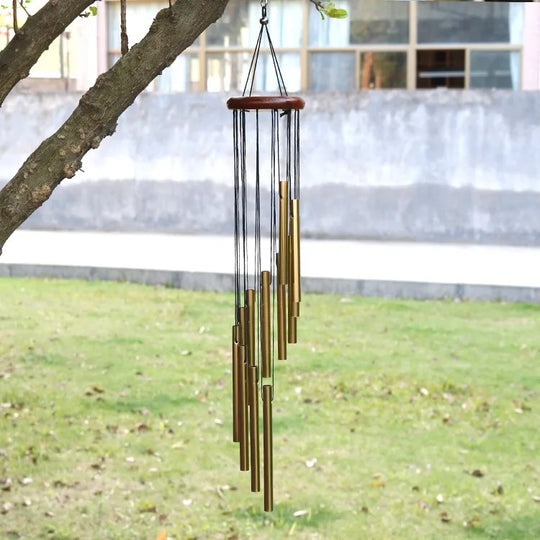 Wind Chimes - Aluminum Alloy, 6/12 Tubes, Gold/Silver, Clear Sound, with Hook for Home/Outdoor Wedding Party Memorial Decoration