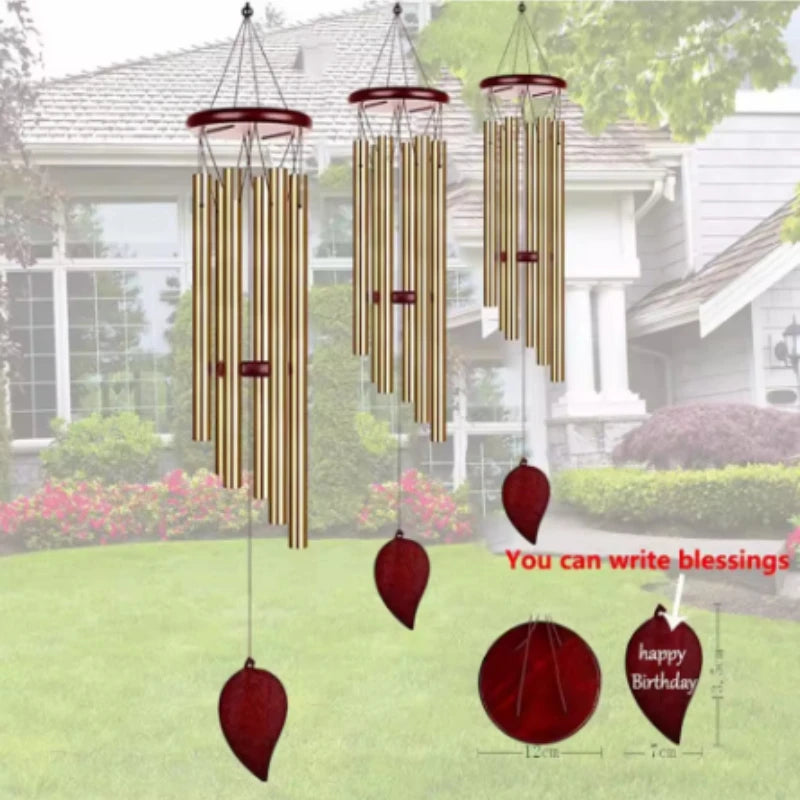 Wind Chimes - Aluminum Alloy, 6/12 Tubes, Gold/Silver, Clear Sound, with Hook for Home/Outdoor Wedding Party Memorial Decoration