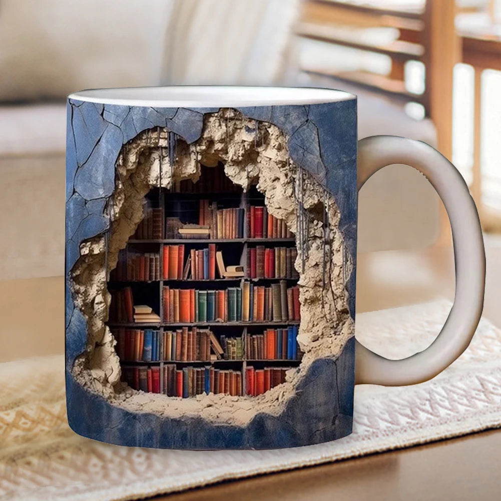Bookshelf Pattern Multi-Purpose Tea Cup