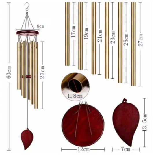 Wind Chimes - Aluminum Alloy, 6/12 Tubes, Gold/Silver, Clear Sound, with Hook for Home/Outdoor Wedding Party Memorial Decoration