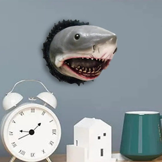 Shark Wall Mounted Trophy Sculpture Wall Realistic Shark Decoration Statue Scary Great Shark Sculpture Art Decoration for Home