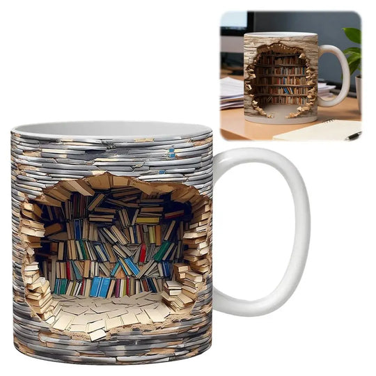 3D Library Book Mug Ceramic Shelf Mug