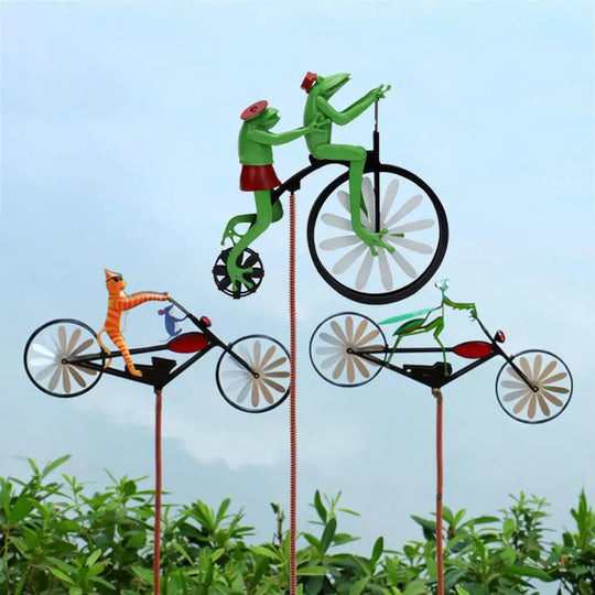 Animal Riding Metal Windmill 3D Animal Bike Spinner