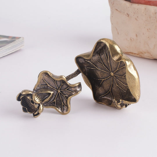 Antique Brass Lotus Leaf Backflow Incense Burner