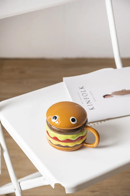Coffee Mugs Creative Hamburger Shaped 300ML Water/coffee Cup with Lid