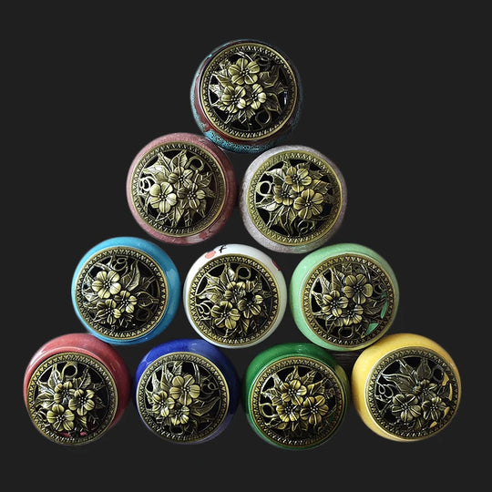 Ceramic Ice Crack Coil Incense Burner with Copper Cover