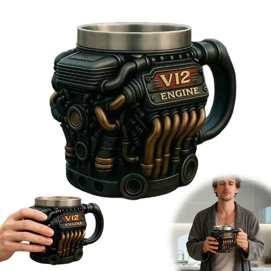 Vintage Engine Coffee Cup 200ml Insulation Water Mug for Car Enthusiasts Mechanics Engineers Fathers Men Boyfriends Gifts