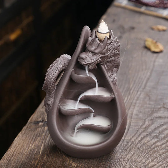 Dragon Incense Burner, Waterfall Backflow Incense Holder(Without Incense)