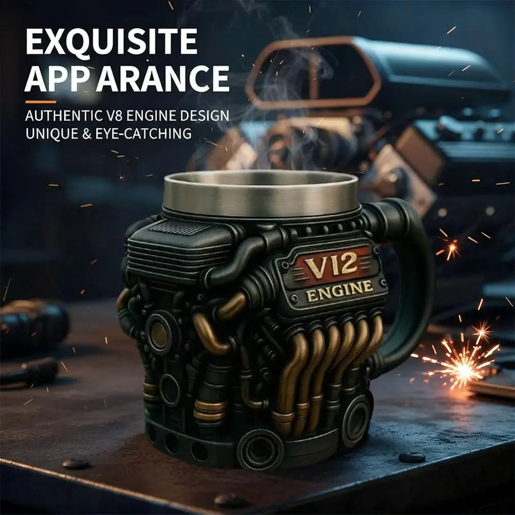 Vintage Engine Coffee Cup 200ml Insulation Water Mug for Car Enthusiasts Mechanics Engineers Fathers Men Boyfriends Gifts