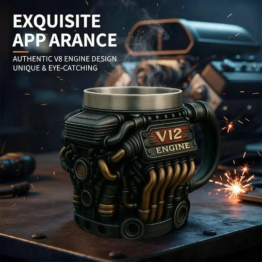 Vintage Engine Coffee Cup 200ml Insulation Water Mug for Car Enthusiasts Mechanics Engineers Fathers Men Boyfriends Gifts