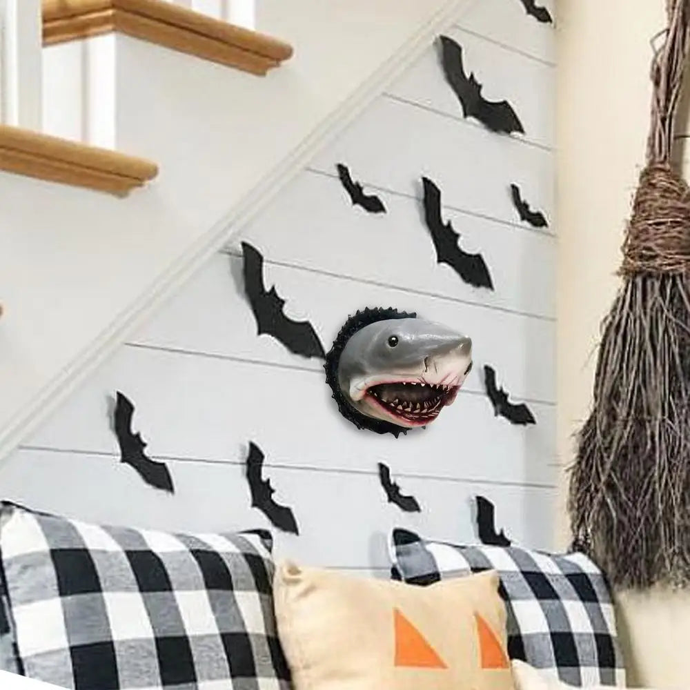 Shark Wall Mounted Trophy Sculpture Wall Realistic Shark Decoration Statue Scary Great Shark Sculpture Art Decoration for Home