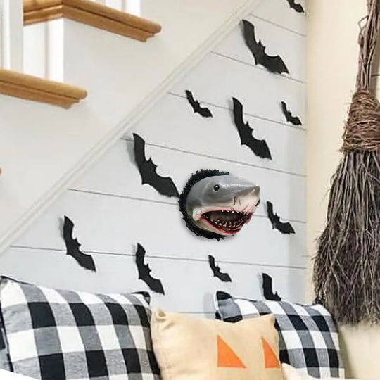 Shark Wall Mounted Trophy Sculpture Wall Realistic Shark Decoration Statue Scary Great Shark Sculpture Art Decoration for Home
