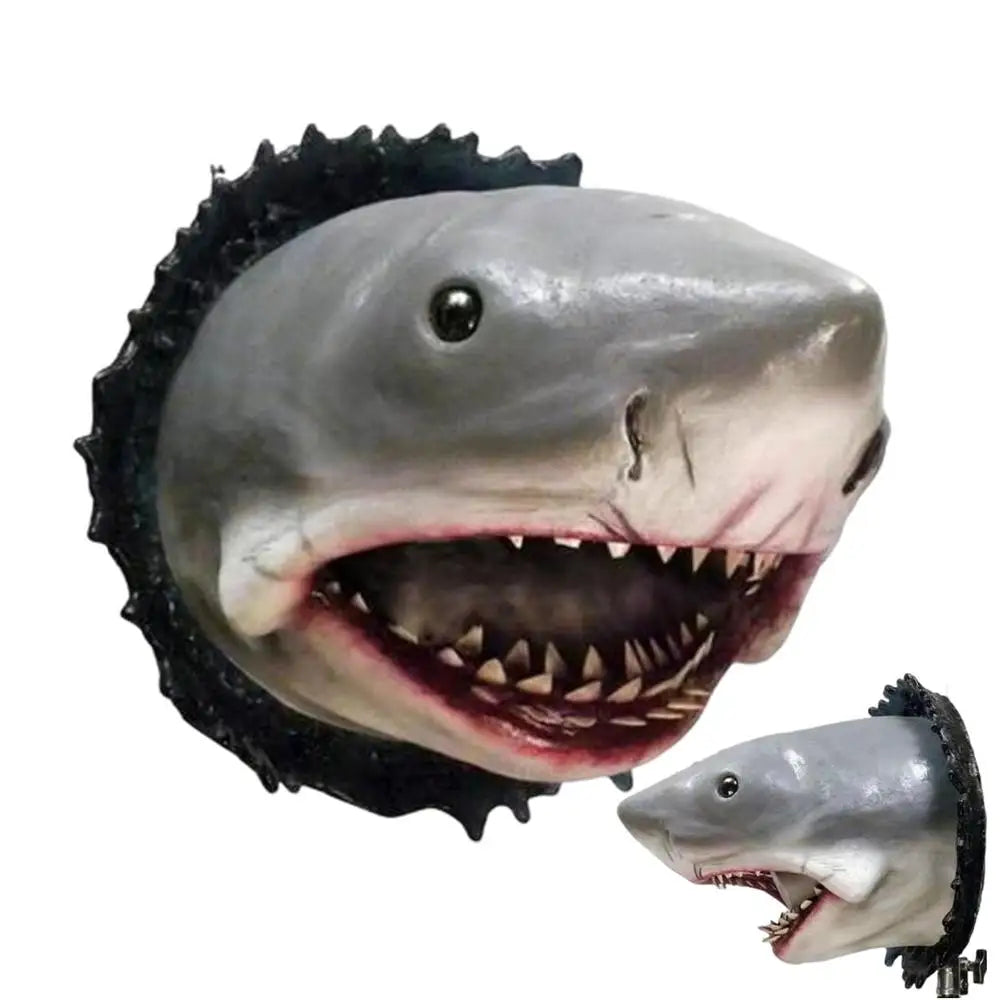 Shark Wall Mounted Trophy Sculpture Wall Realistic Shark Decoration Statue Scary Great Shark Sculpture Art Decoration for Home