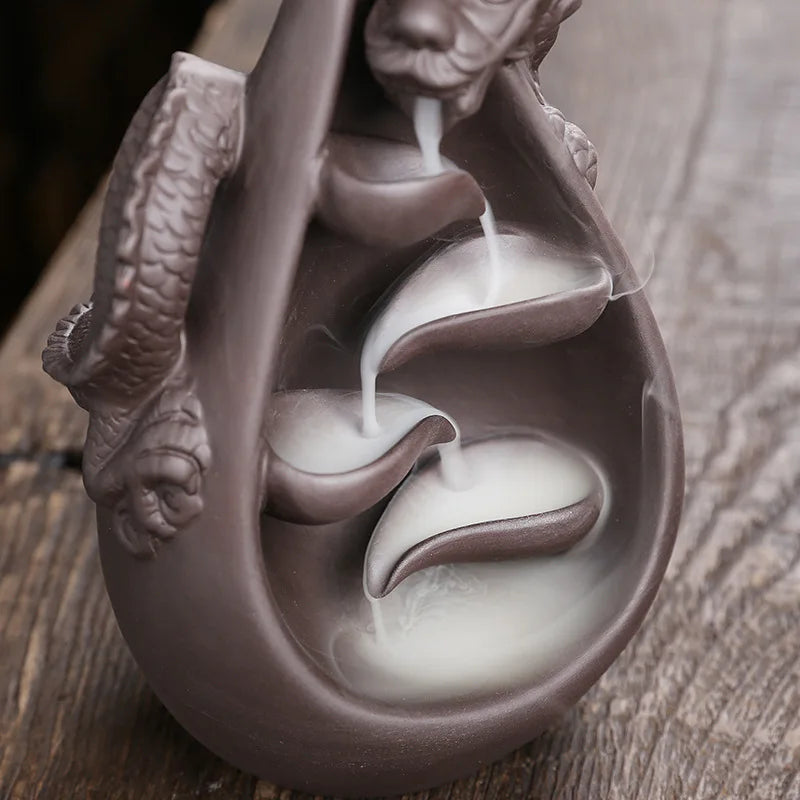 Dragon Incense Burner, Waterfall Backflow Incense Holder(Without Incense)
