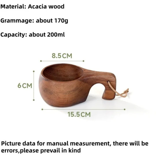 Handmade Wooden Mug Acacia Wood Coffee Tea Milk Cup