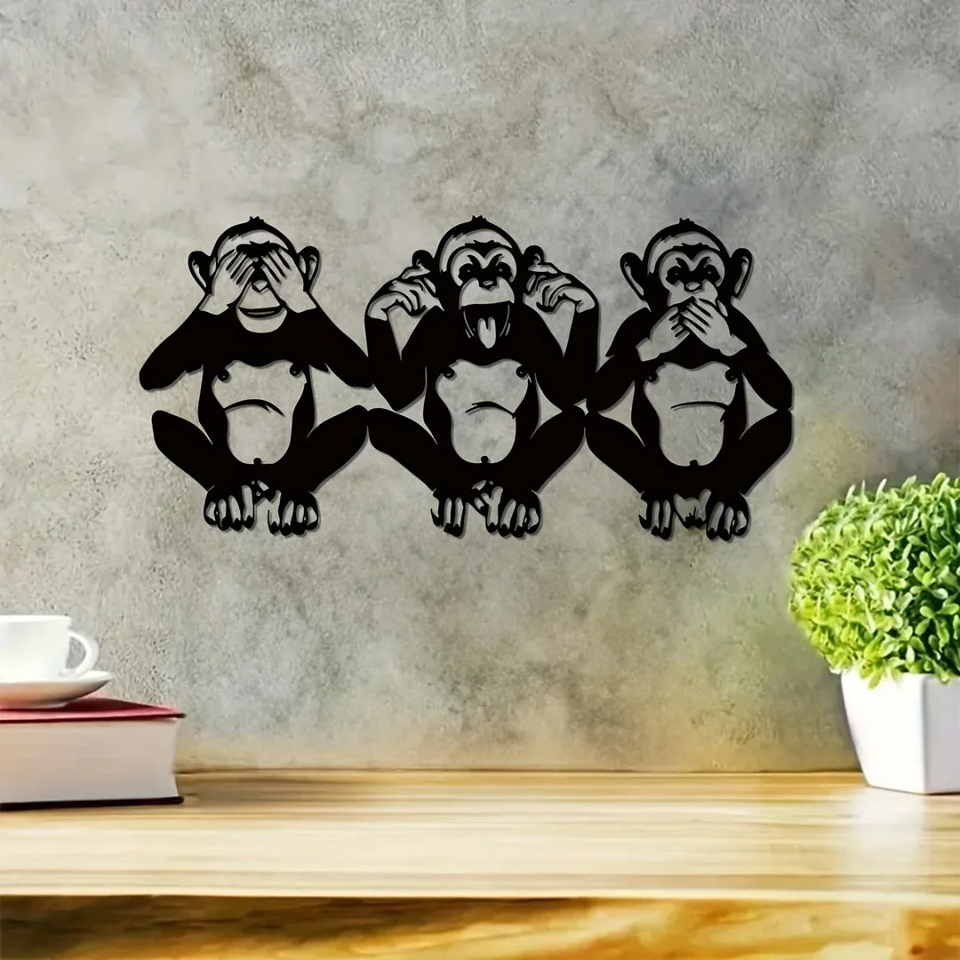 Three Wise Monkeys Metal Wall Art