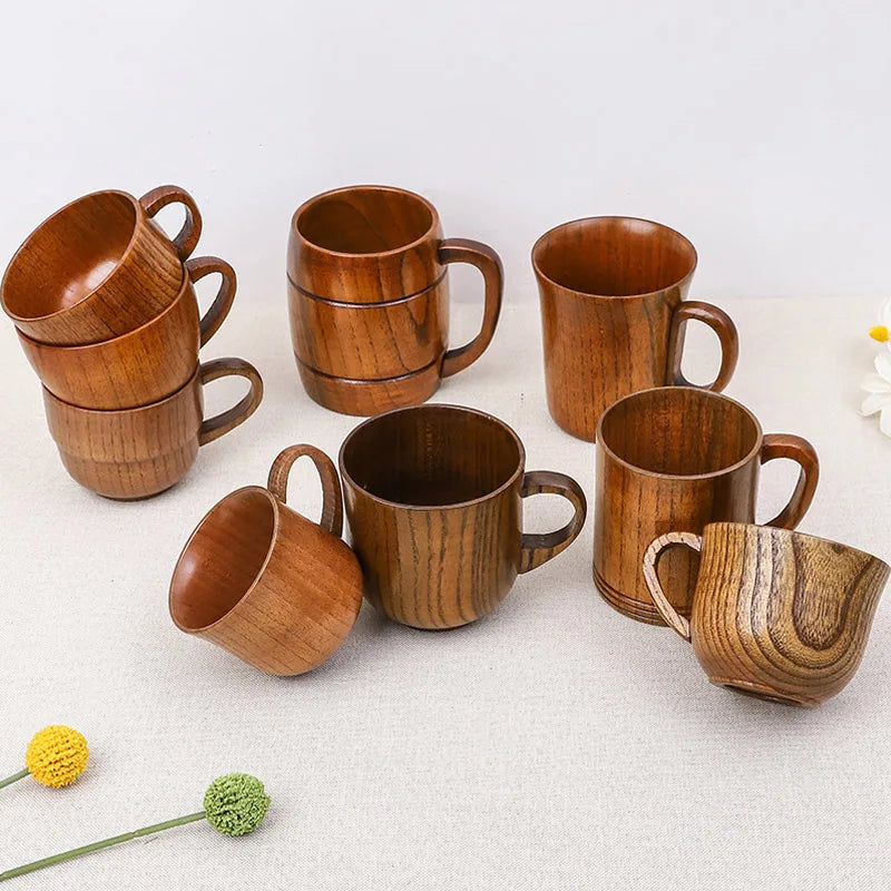 Wooden Cups Handmade Jujube Wood Handle Cups