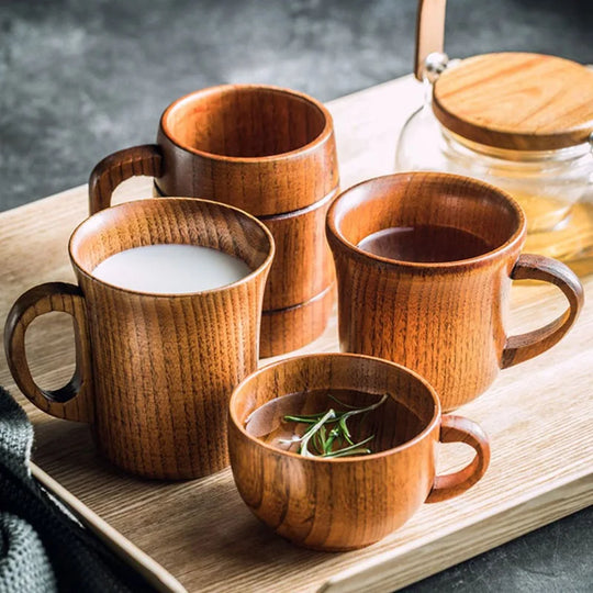 Wooden Cups Handmade Jujube Wood Handle Cups